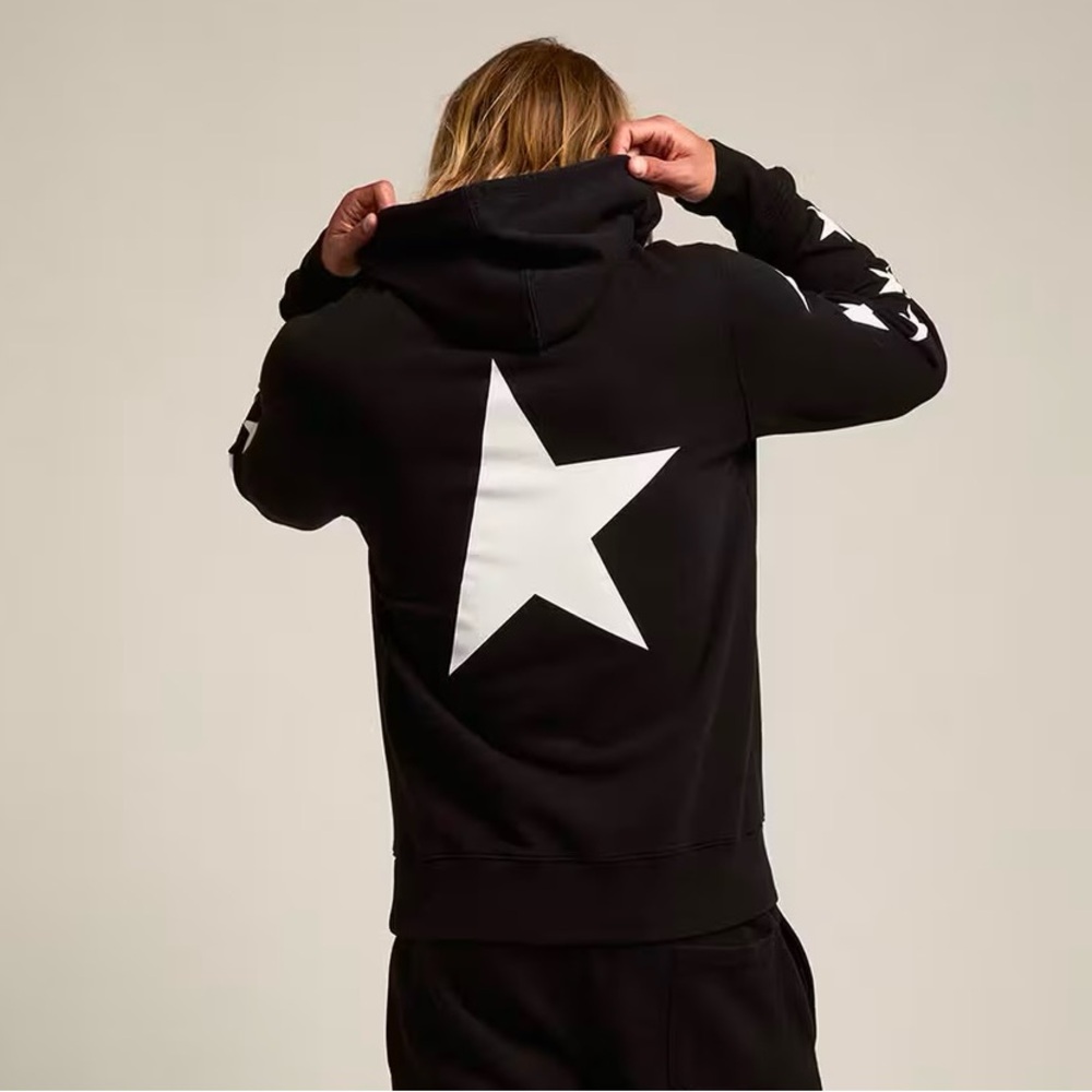 Brand new Golden Goose black hoodie with star detail.